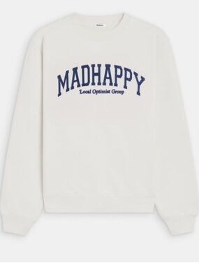 Madhappy Cream Sweatshirt with Navy Arch Logo